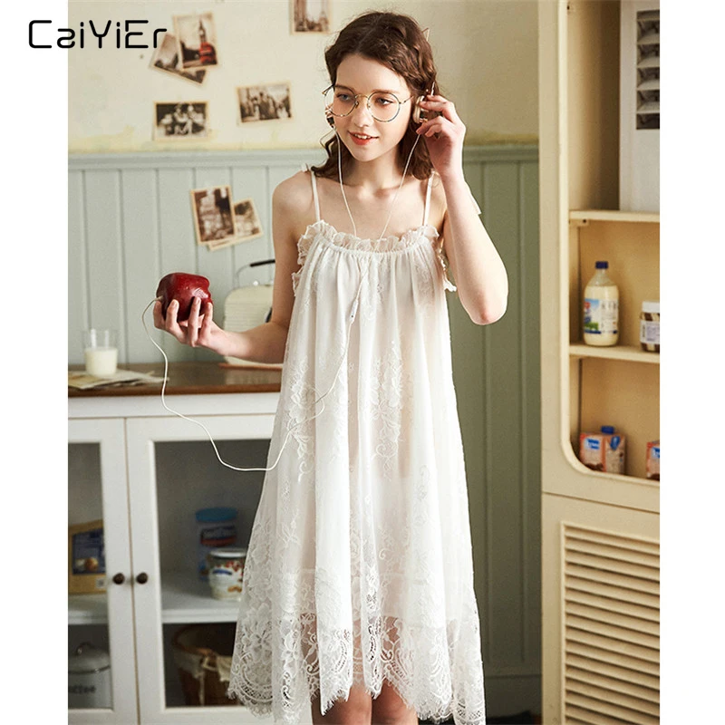 Caiyier White Sexy Nightgown Lingerie Lace Sleepwear Mini Sling Nightdress Women Spaghetti Strap Summer Night Dress Plus M-XXL
Caiyier White Sexy Nightgown Lingerie Lace Sleepwear Mini Sling Nightdress Women Spaghetti Strap Summer Night Dress Plus M-XXL