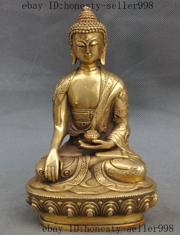 

8"Tibet buddhism Fane Joss brass sakyamuni Shakyamuni Amitabha buddha statue