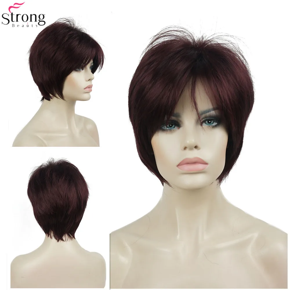 StrongBeauty Synthetic Wig Women's Brown/Blonde Hair Natural Short Straight Wigs | Шиньоны и парики
