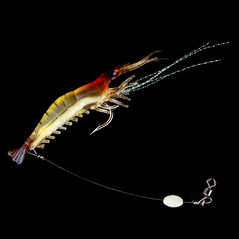 20Pcs/Lot 20cm 5.5g Artificial Shrimp Fly Fishing Lures Soft Lure Bait With Hook Luminous Glow Bead Silicon Tackles Kits | Спорт и
