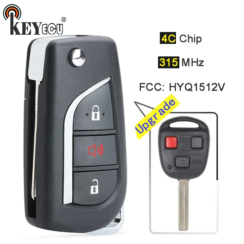 KEYECU 315MHz 4C Chip FCC: HYQ1512V Upgraded Flip Folding 3 Button Remote Key Fob key for Lexus ES300 IS300 GS300
KEYECU 315MHz 4C Chip FCC: HYQ1512V Upgraded Flip Folding 3 Button Remote Key Fob key for Lexus ES300 IS300 GS300