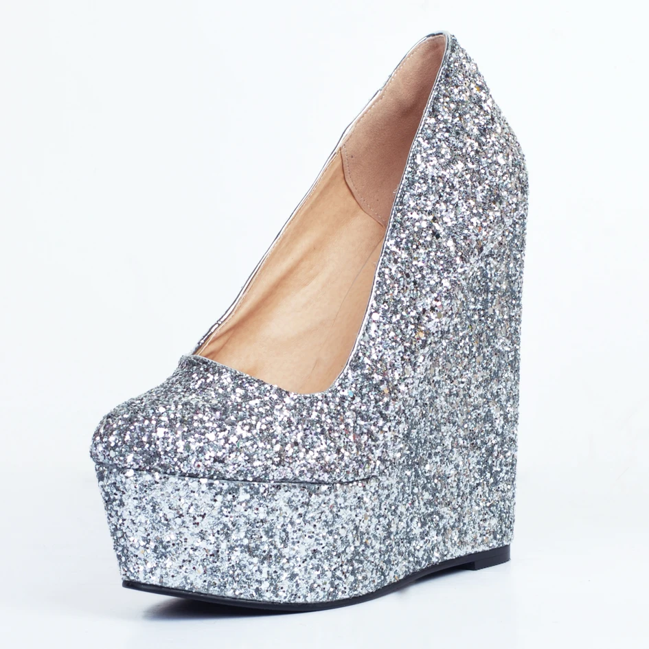 Genuine Leather Shoes Lady Casual Silvery Red Crystal Wedges Fashion Woman's shoes thick bottom Platform Pumps
Genuine Leather Shoes Lady Casual Silvery Red Crystal Wedges Fashion Woman's shoes thick bottom Platform Pumps