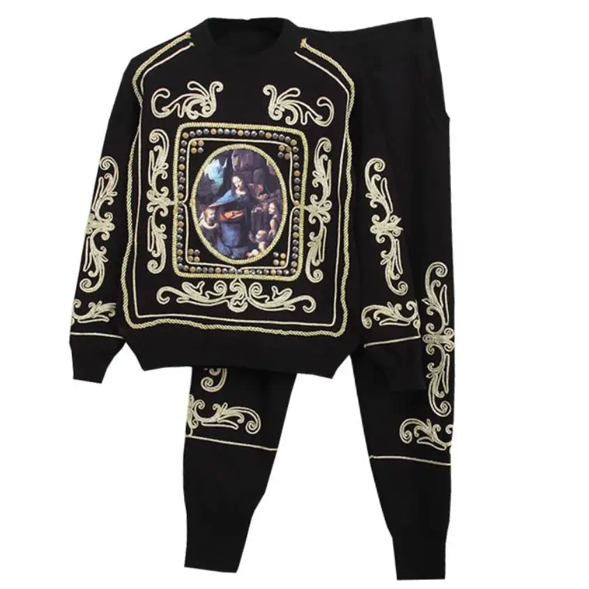 Women Thicken Handmade Embroidery oil painting character Knitted Sweaters Pullovers+harem pants 2 Pieces Sets Knitwear
Women Thicken Handmade Embroidery oil painting character Knitted Sweaters Pullovers+harem pants 2 Pieces Sets Knitwear