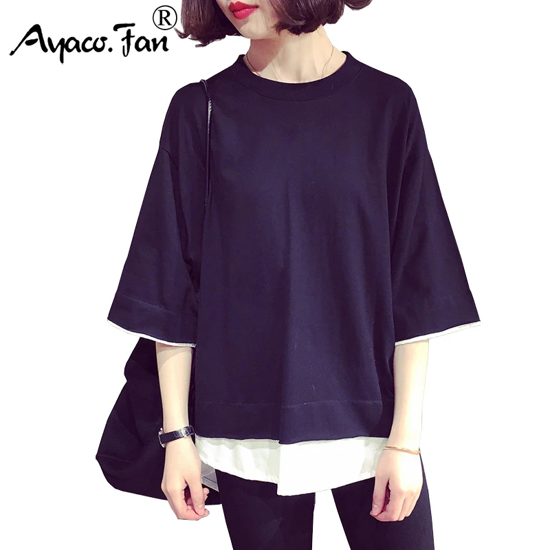 Women T-shirts 2019 New Patchwork Streetwear Tops Tee Summer Female Girls BF T-shirt Short Sleeve Loose Tshirt Women Clothing
Women T-shirts 2019 New Patchwork Streetwear Tops Tee Summer Female Girls BF T-shirt Short Sleeve Loose Tshirt Women Clothing