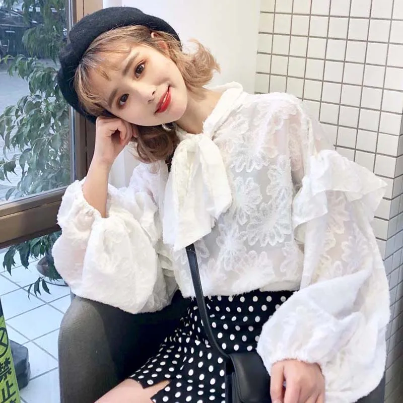 College Elegant Sweet Lolita Style Spring Shirt 2019 Korean Edition Ruffled Lantern Sleeve Shirt Blouse
College Elegant Sweet Lolita Style Spring Shirt 2019 Korean Edition Ruffled Lantern Sleeve Shirt Blouse
