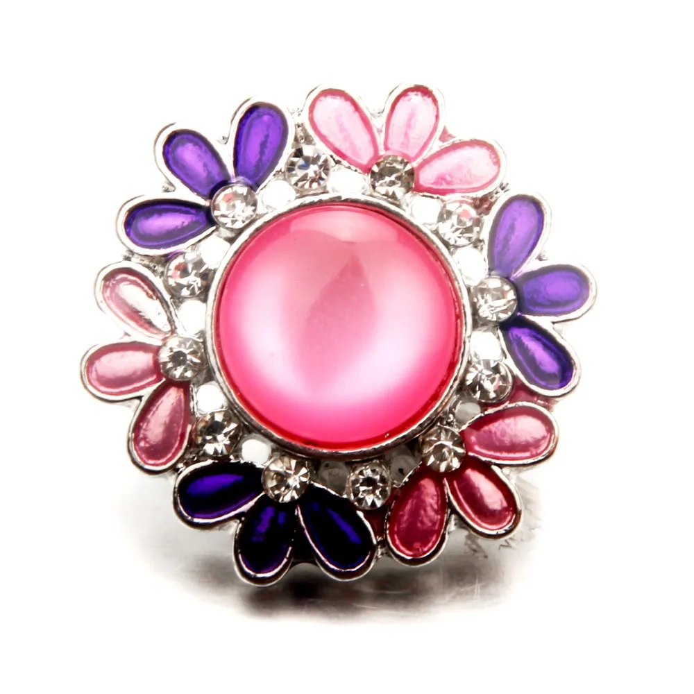 2pcs/lot red and black rose flower rhinestone snap fashion crystal button bracelet diy jewelry cheap | Украшения и аксессуары