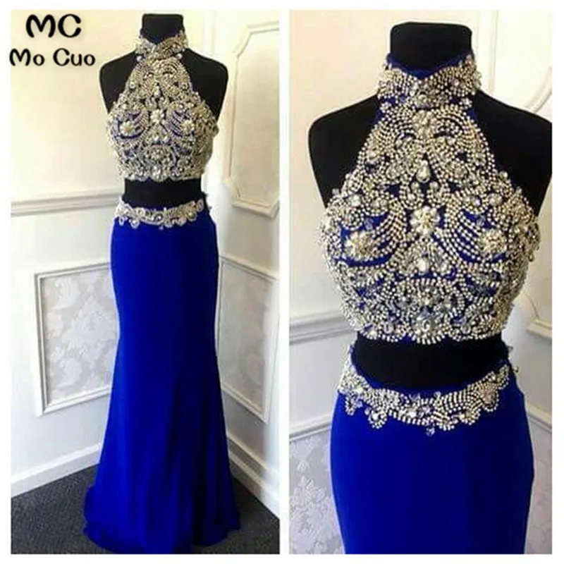 Promotion Two Pieces Gown 2018 New Mermaid Long Prom Dresses Halter Off shoulder Beaded Sexy Royer Blue Prom Dress Floor Length
Promotion Two Pieces Gown 2018 New Mermaid Long Prom Dresses Halter Off shoulder Beaded Sexy Royer Blue Prom Dress Floor Length