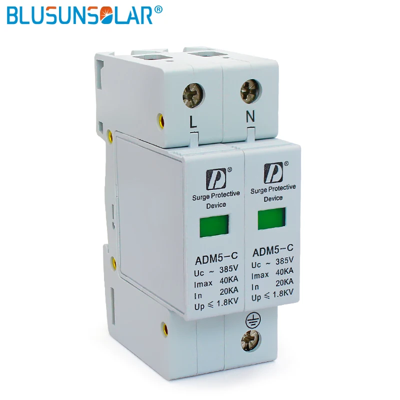 2 pcs / lot Household Standard Din Rail 35mm 2P 20-40kA 110V 220V 380V Low Voltage Anti-thunder AC SPD Surge Protection Device |