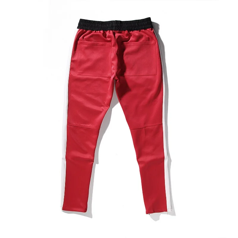 

2019 New bottoms side zipper pants hip hop Fashion urban clothing justin bieber FOG Joining together jogger pants Black red blue