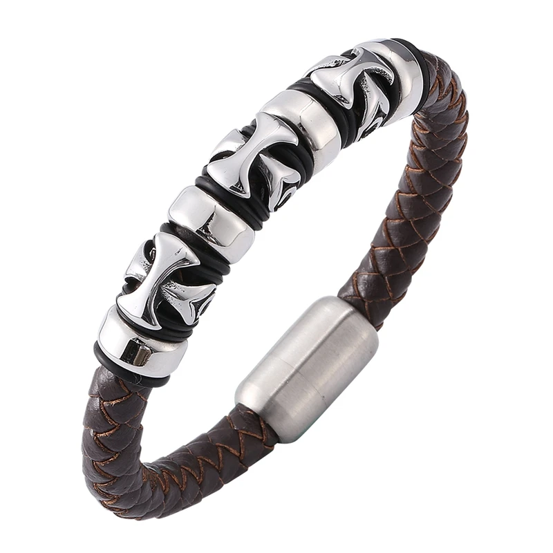 Newest Men Jewelry Punk Brown Woven Leather Bracelet Cross Mens Stainless Steel Magnetic Buckle Fashion Cool Bracelet Men SP0156
Newest Men Jewelry Punk Brown Woven Leather Bracelet Cross Mens Stainless Steel Magnetic Buckle Fashion Cool Bracelet Men SP0156