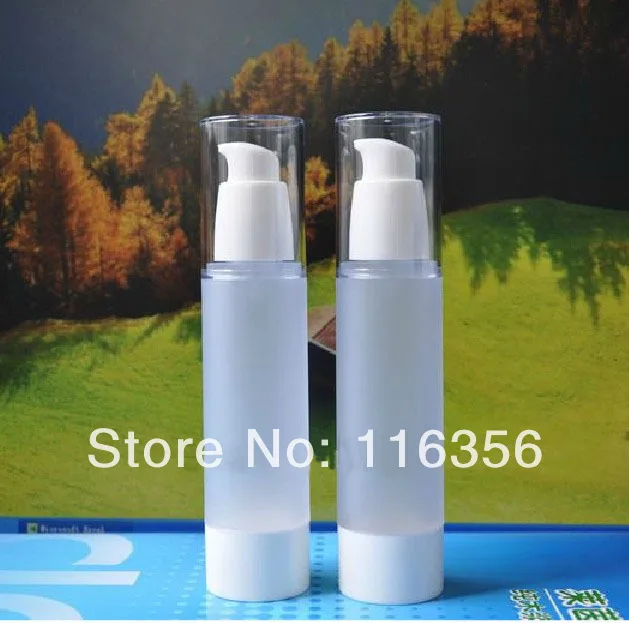50ml frosted airless vacuum pump lotion bottle with white pump/bottom / transparent lid
50ml frosted airless vacuum pump lotion bottle with white pump/bottom / transparent lid