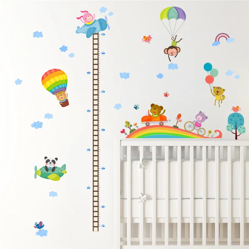 Rainbow jungle wild animals air balloon height measure wall stickers for kids room Children Growth Chart Wall Decal Poster Mural
Rainbow jungle wild animals air balloon height measure wall stickers for kids room Children Growth Chart Wall Decal Poster Mural