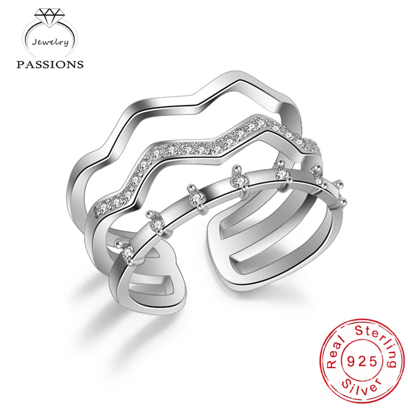 New Fashion 925 Sterling Silver AAA Zircon Twist Wave Three Layers Ring Open Adjustable Rhinestone CZ Rings Women Jewelry Gift
New Fashion 925 Sterling Silver AAA Zircon Twist Wave Three Layers Ring Open Adjustable Rhinestone CZ Rings Women Jewelry Gift
