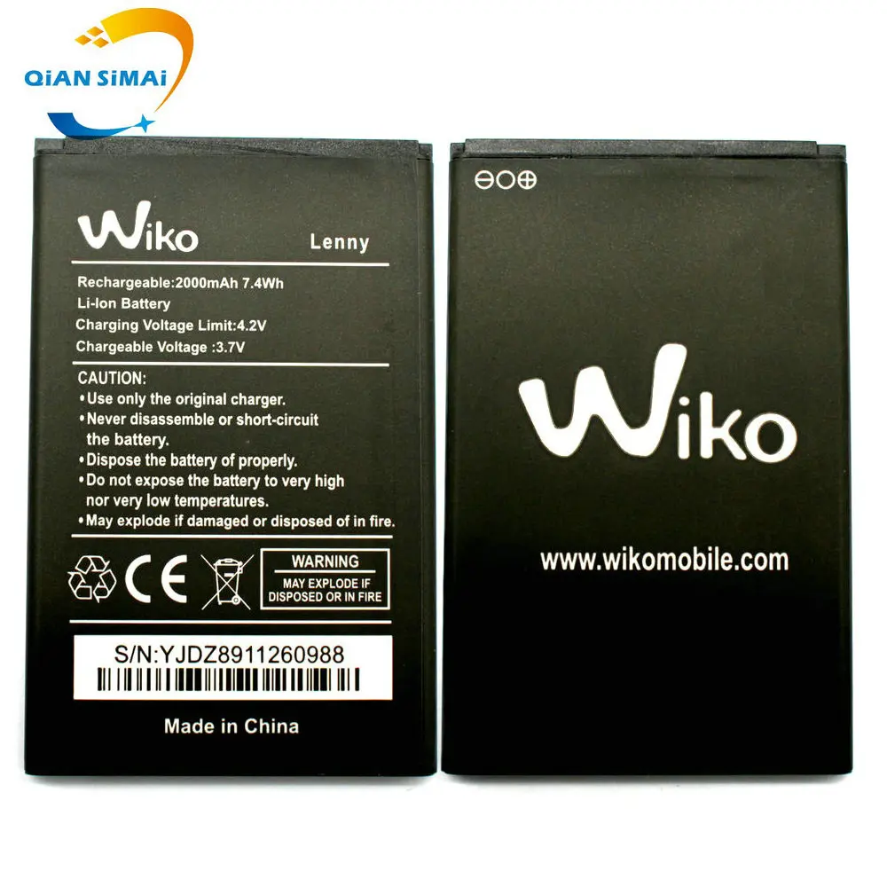 Аккумулятор QiAN SiMAi 1800 мА · ч, новый 100% высококачественный LENNY для Wiko LENNY мобильный телефон +
Аккумулятор QiAN SiMAi 1800 мА · ч, новый 100% высококачественный LENNY для Wiko LENNY мобильный телефон +