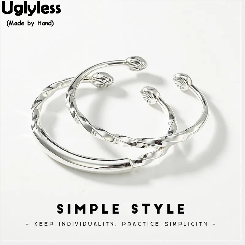 Uglyless 100% Real Solid 990 Fine Silver Lotus Bangles for Women Handmade Polished Twist Open Bangle Ethnic Fine Jewelry 2 Sizes
Uglyless 100% Real Solid 990 Fine Silver Lotus Bangles for Women Handmade Polished Twist Open Bangle Ethnic Fine Jewelry 2 Sizes