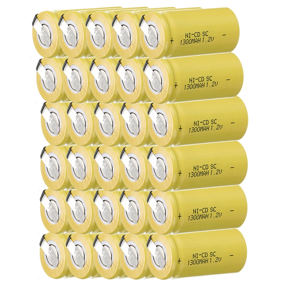 Самая низкая цена 30 шт аккумулятор SC 1 2 v батареи перезаряжаемые 1300 mAh nicd Батарея