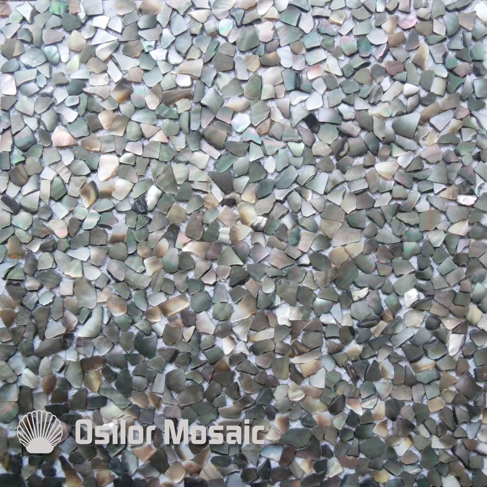 

irregular chips 100% blacklip sea shell natural black color mother of pearl mosaic tile for interior house decoration wall tiles