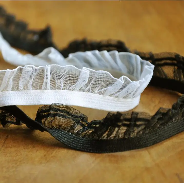 Эластичная кружевная отделка ширина 2 см черная или белая 10 метров|lace trim elastic|elastic