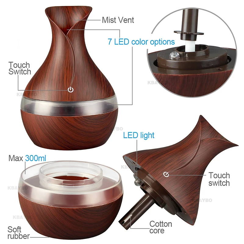 300ml USB electric Aroma Essential Oil Diffuser Ultrasonic Air Humidifier Wood Grain LED Lights aroma diffuser for home
300ml USB electric Aroma Essential Oil Diffuser Ultrasonic Air Humidifier Wood Grain LED Lights aroma diffuser for home