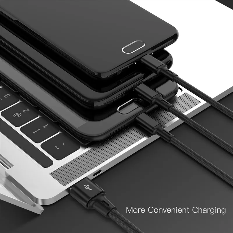 USB Cable For iPhone 12 11 XS X 8 7 6 Charging Charger 3 in 1 Micro USB Cable For USB Type C Mobile Phone Cables For Samsung S9
USB Cable For iPhone 12 11 XS X 8 7 6 Charging Charger 3 in 1 Micro USB Cable For USB Type C Mobile Phone Cables For Samsung S9