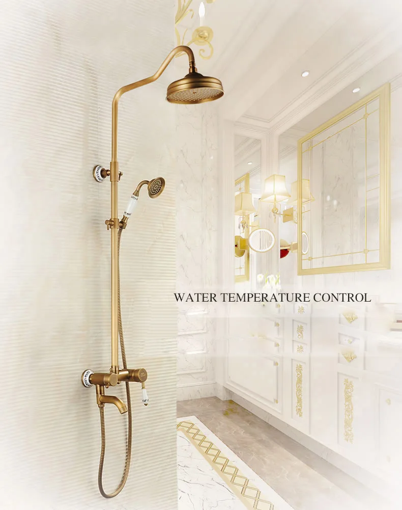 Antique Brushed Brass Faucets Wall Mounted Rain Lifting Shower Faucets Tub Shower Faucet with 8 inch Shower Head + Hand Shower
Antique Brushed Brass Faucets Wall Mounted Rain Lifting Shower Faucets Tub Shower Faucet with 8 inch Shower Head + Hand Shower