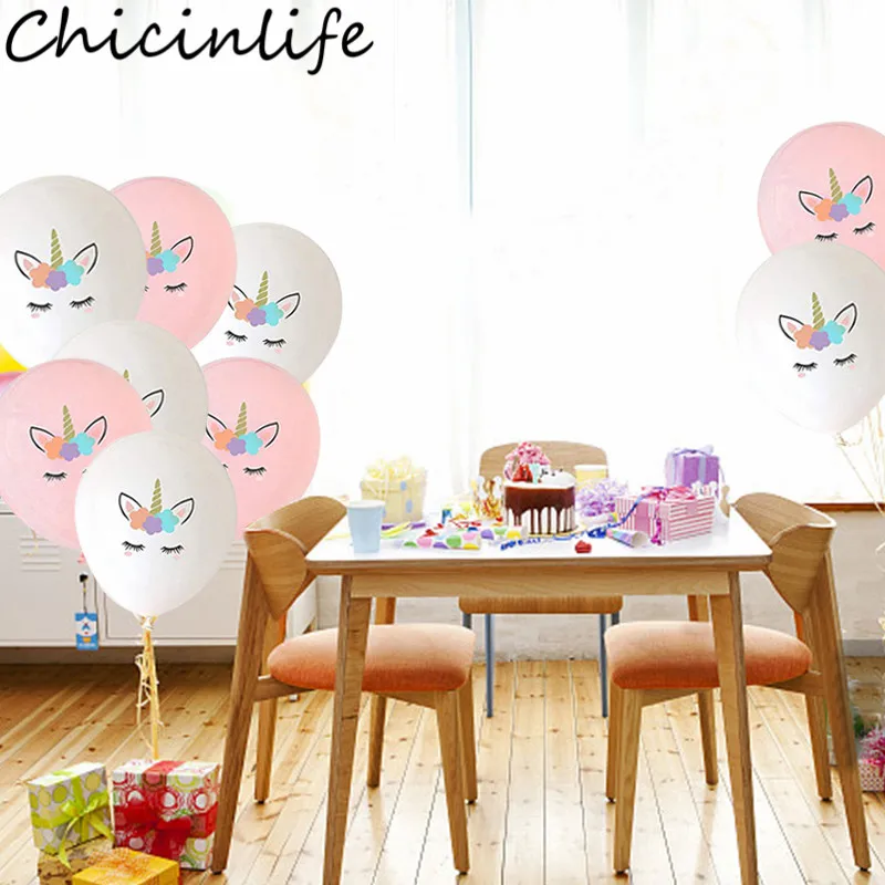 Chicinlife 10 шт. дюймов Розовый Белый Единорог латексный шар для дня рождения свадьбы