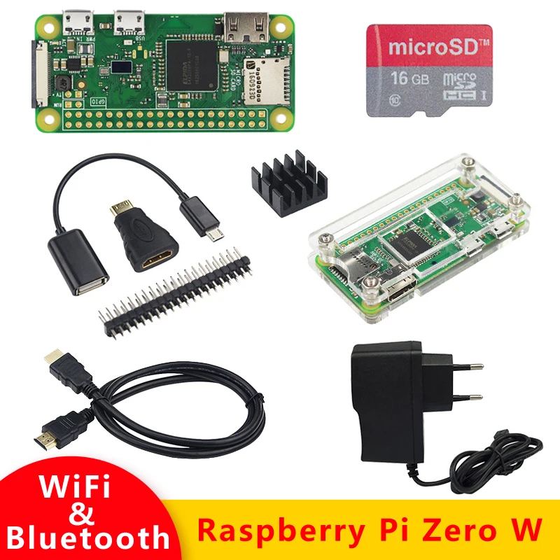 Raspberry Pi Zero W kit 512MB RAM бортовой WiFi и Bluetooth + акриловый чехол радиатор для лучше нуля 1