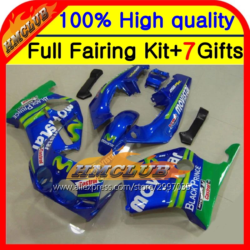 Корпус обтекателя Для HONDA MC19 Movistar Blue 86 89 CBR250RR 87 88 HM #45 CBR250 RR CBR 250RR сине зеленый 1986 1987