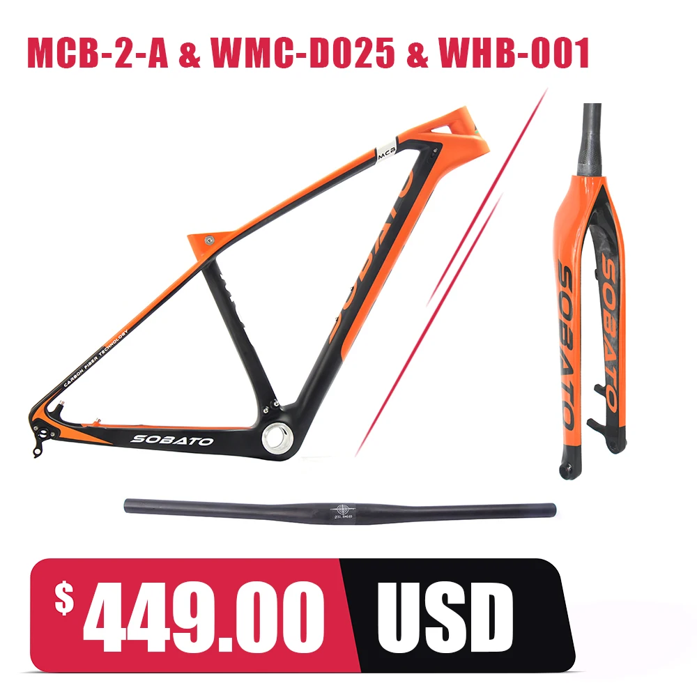 SOBATO 650B полностью углеродная MTB рама 27 er с вилкой UD матовая велосипедная Рама руль