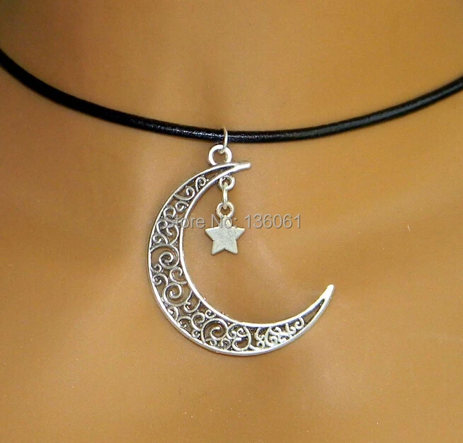10PCS Vintage Silver Crescent Moon & Star Charms Real Leather Choker Statement Necklace&Pendants Fashion Jewelry For Woman X620
10PCS Vintage Silver Crescent Moon & Star Charms Real Leather Choker Statement Necklace&Pendants Fashion Jewelry For Woman X620