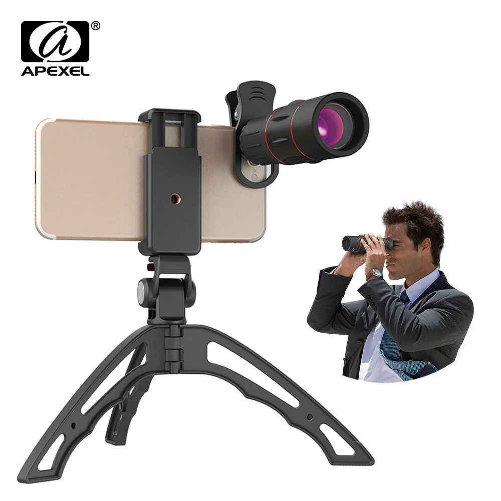 APEXEL 18X Telescope Zoom Mobile Phone Lens Monocular lens with mini selfie monopod tripod for iPhone Xiaomi and other cellphone
APEXEL 18X Telescope Zoom Mobile Phone Lens Monocular lens with mini selfie monopod tripod for iPhone Xiaomi and other cellphone