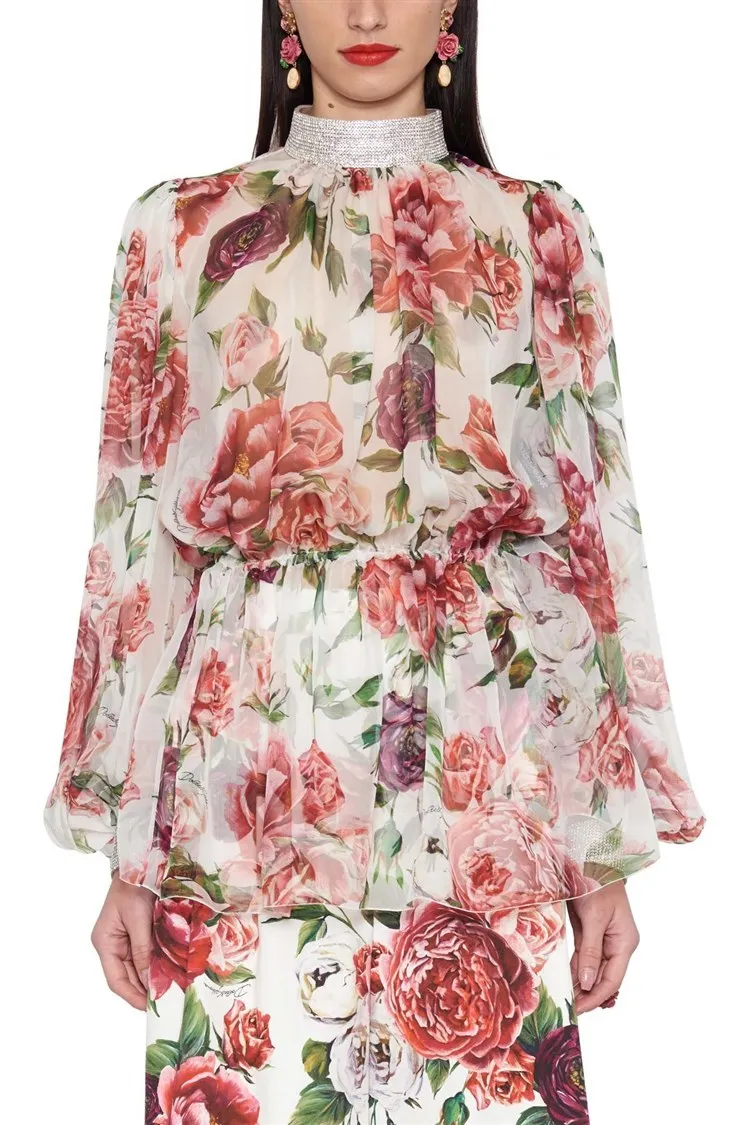 New with diamond decoration half turtle neck lumbar chiffon flower bouquets of printed shirts female base coat
New with diamond decoration half turtle neck lumbar chiffon flower bouquets of printed shirts female base coat