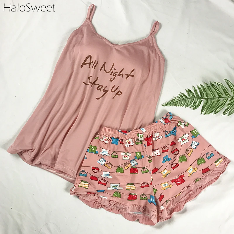 HaloSweet летняя хлопковая одежда для сна женские пижамы Женская домашняя женщин