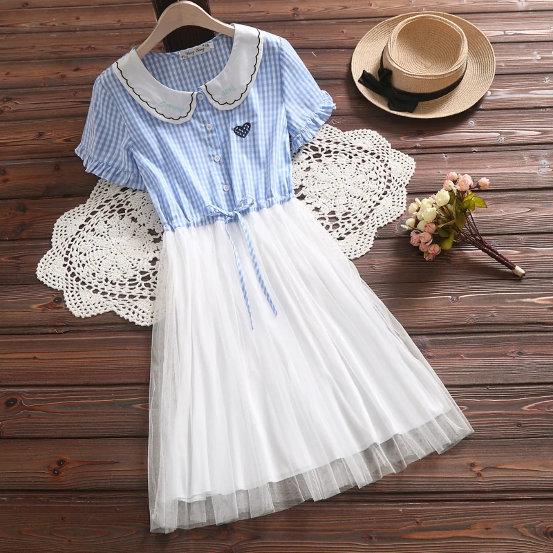 Mori girl cute kawaii plaid dress 2019 new summer fashion peter pan collar embroided short sleeve sweet mesh dress
Mori girl cute kawaii plaid dress 2019 new summer fashion peter pan collar embroided short sleeve sweet mesh dress