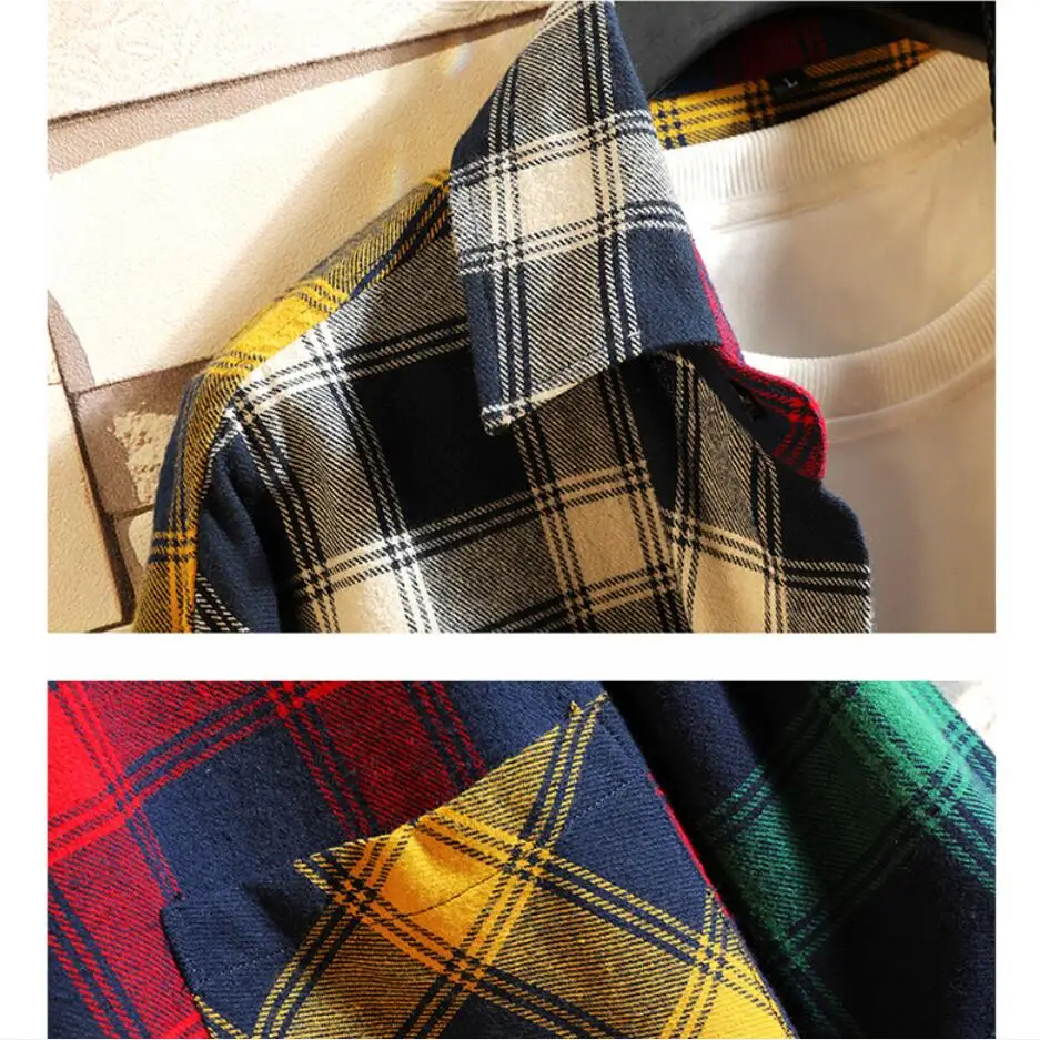 2021 personality Korean version of the trend of color matching slim Fit plaid shirt men casual hip hop loose long-sleeved shirts
2021 personality Korean version of the trend of color matching slim Fit plaid shirt men casual hip hop loose long-sleeved shirts