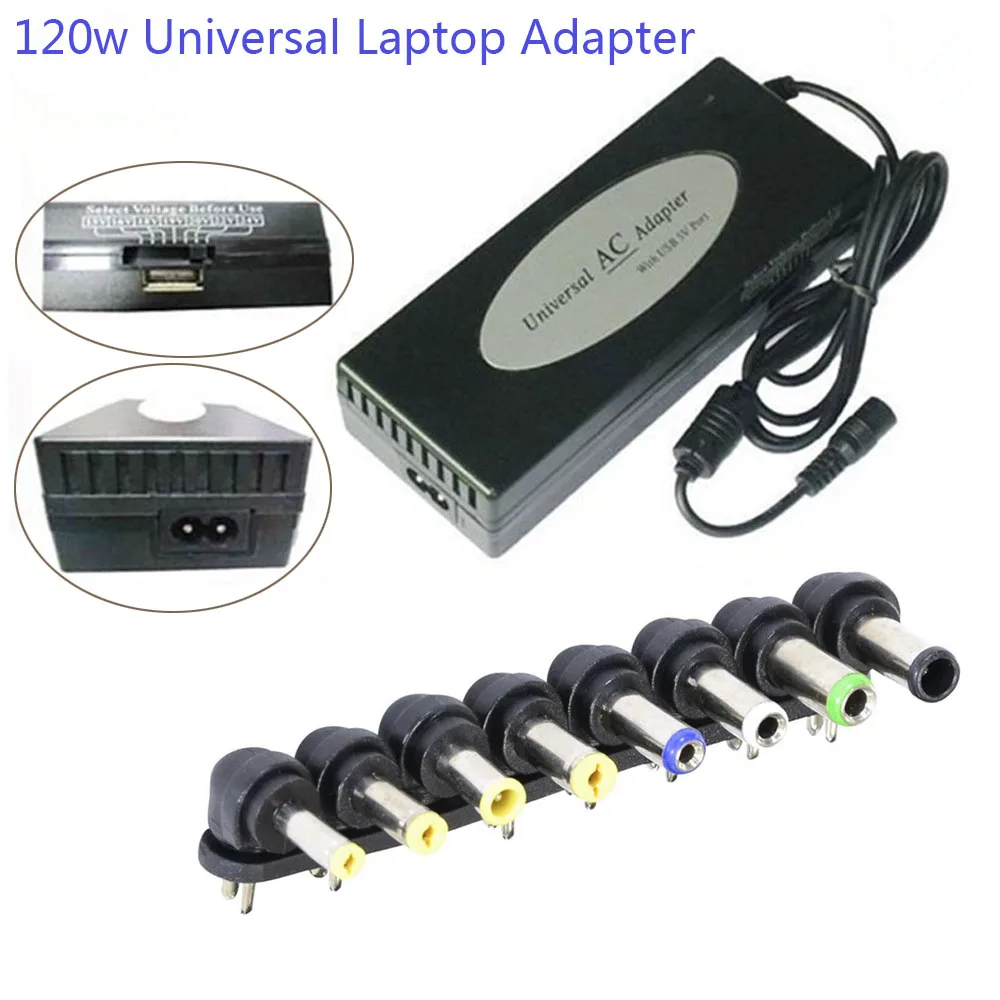 Универсальный адаптер для ноутбука Acer/Asus/Dell/HP/Toshiba/Lenovo/Samsung/Sony с 8 разъемами 120