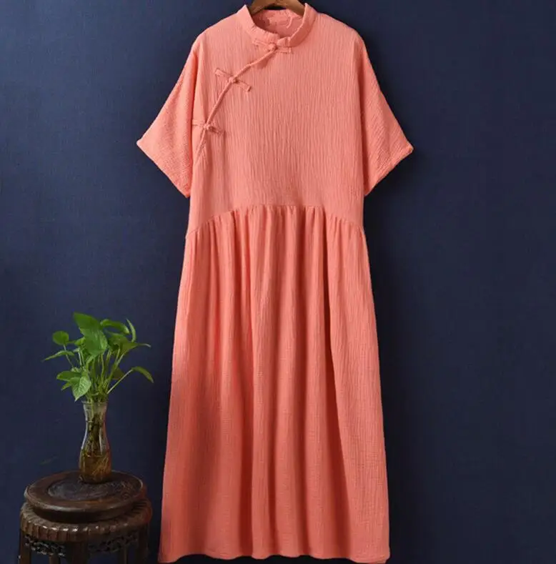 Women stand collar half Sleeve Maxi Dress Summer Autumn Cotton Linen Robe Dresses vintage Dresses vestido
Women stand collar half Sleeve Maxi Dress Summer Autumn Cotton Linen Robe Dresses vintage Dresses vestido