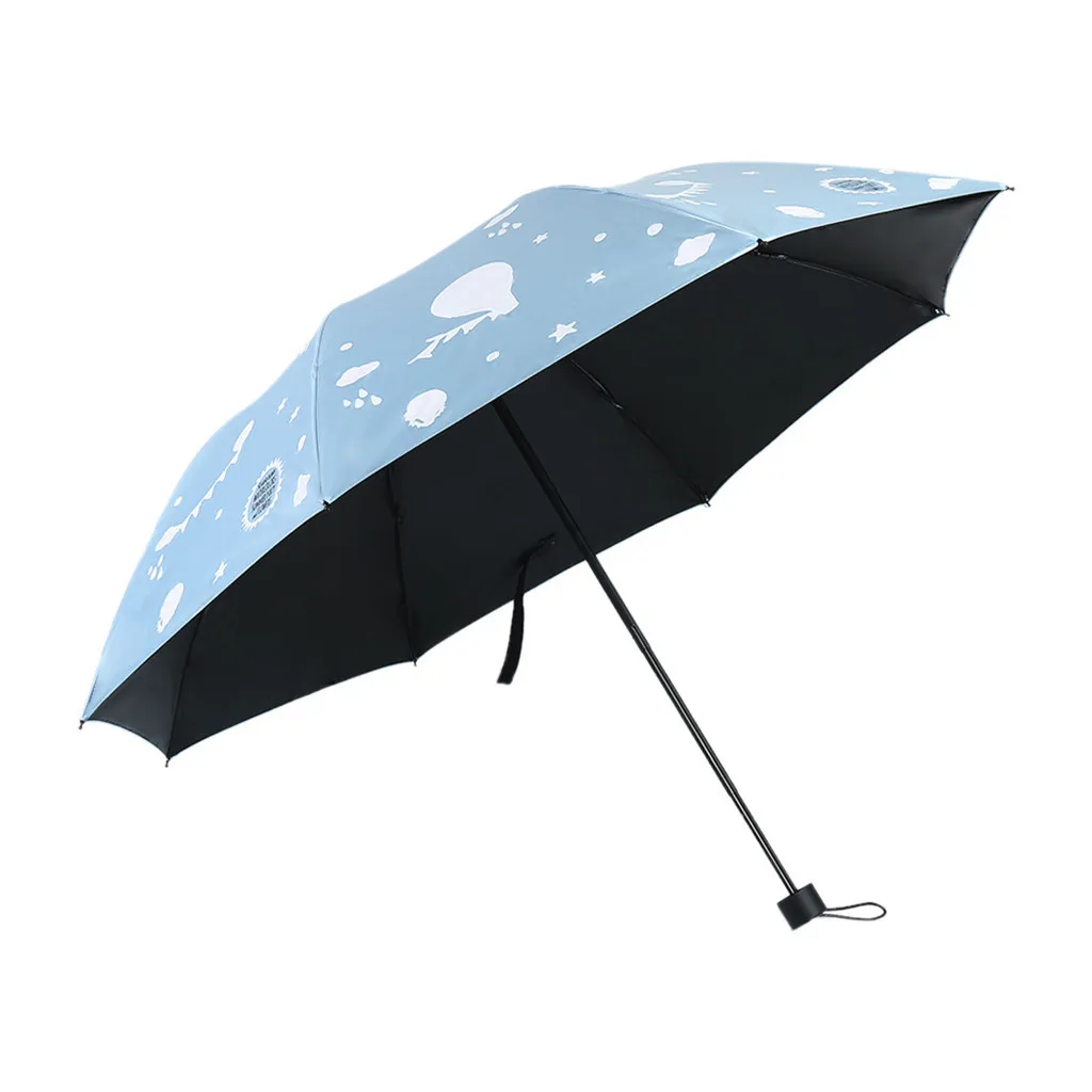Модный анти УФ зонтик от дождя для женщин Ветрозащитный прочный 3 складные зонты