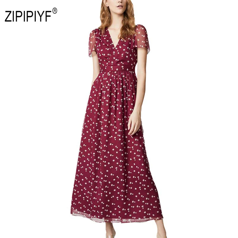 France Vintage Ladies Dresses women V-Neck Elegant Printed Slim retro A-line dress Summer vestidos long Fairy Chiffon jurk AB445
France Vintage Ladies Dresses women V-Neck Elegant Printed Slim retro A-line dress Summer vestidos long Fairy Chiffon jurk AB445
