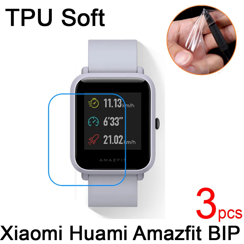 3 шт ультра прозрачный ТПУ Мягкий защитный экран для Xiaomi Huami Amazfit Bip Youth 1 2/2S SmartWatch