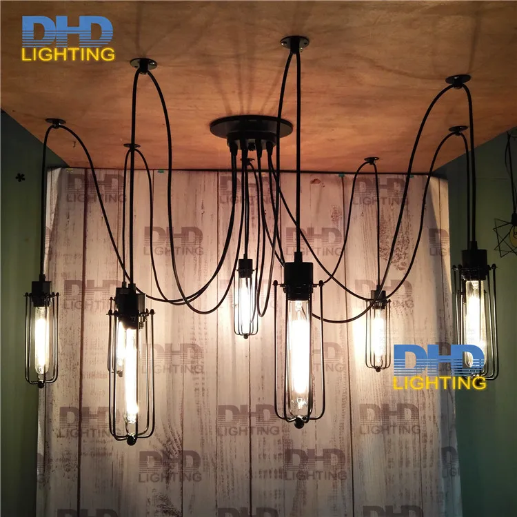 Free shipping 8 heads black iron cage edison chandelier 2*0.75mm PVC wire vintage iron industrial spider pendant lamp fixture
Free shipping 8 heads black iron cage edison chandelier 2*0.75mm PVC wire vintage iron industrial spider pendant lamp fixture