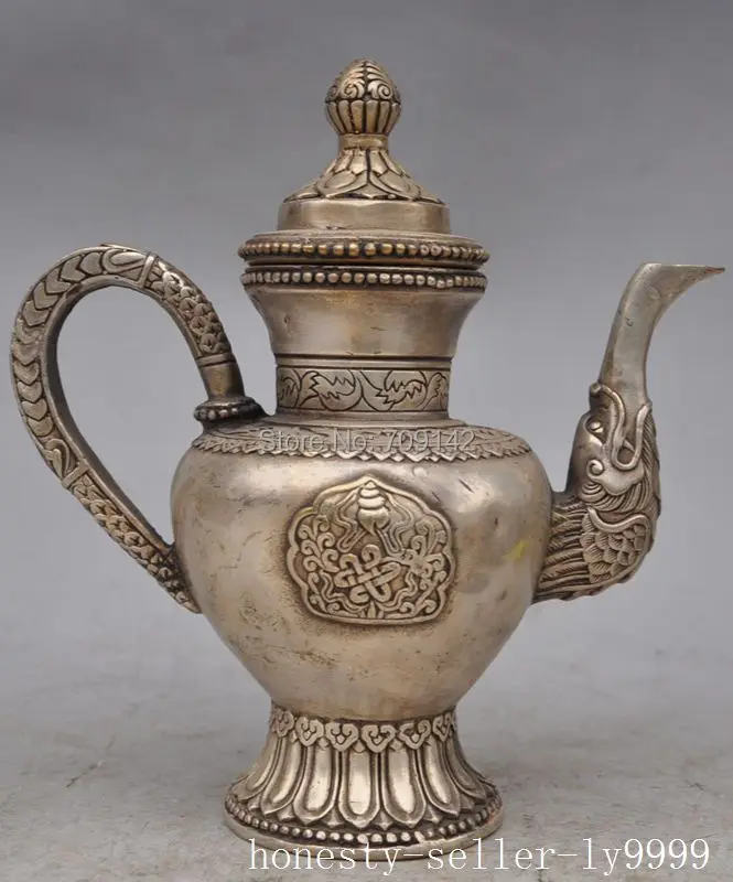 Украшения Декор Восточный 8 "отмечены серебряный дракон зверь Вино Tea Pot Кувшин лаки статуя Тибет Мяо Антикварные Старинные Серебряные
Украшения Декор Восточный 8 "отмечены серебряный дракон зверь Вино Tea Pot Кувшин лаки статуя Тибет Мяо Антикварные Старинные Серебряные