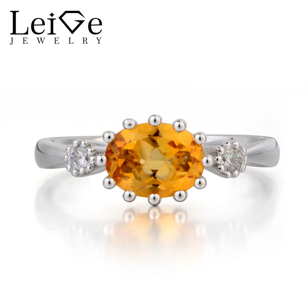 Leige Jewelry Natural Citrine Ring Engagement Ring Oval Cut Yellow Gemstone Sterling Silver Ring Three Stones Ring for Girls
Leige Jewelry Natural Citrine Ring Engagement Ring Oval Cut Yellow Gemstone Sterling Silver Ring Three Stones Ring for Girls