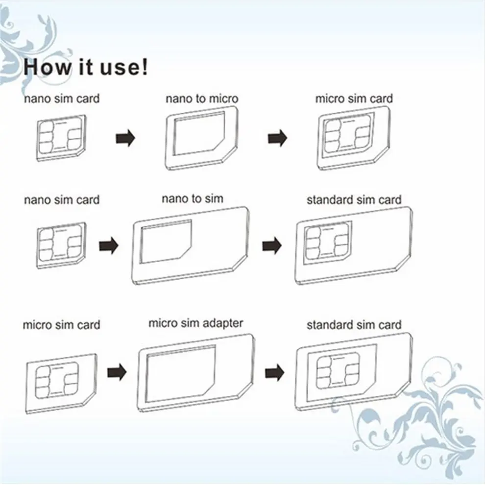 Новый универсальный адаптер для sim карты 4 в 1 хорошего качества iPhone 5 iPad