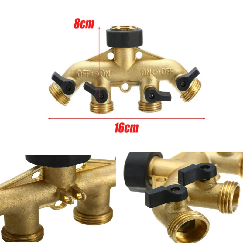 Brass Garden 4 Way Tap Connector Adapter 3/4inch Hose Quick Water Connectors Splitter Garden Watering Irrigation Tool
Brass Garden 4 Way Tap Connector Adapter 3/4inch Hose Quick Water Connectors Splitter Garden Watering Irrigation Tool