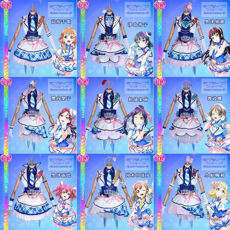 Аниме Lovelive Sunshine! Aqours Takami Chika после школы, все члены костюма для косплея, Униформа, платье, костюм на Хэллоуин для женщин
Аниме Lovelive Sunshine! Aqours Takami Chika после школы, все члены костюма для косплея, Униформа, платье, костюм на Хэллоуин для женщин