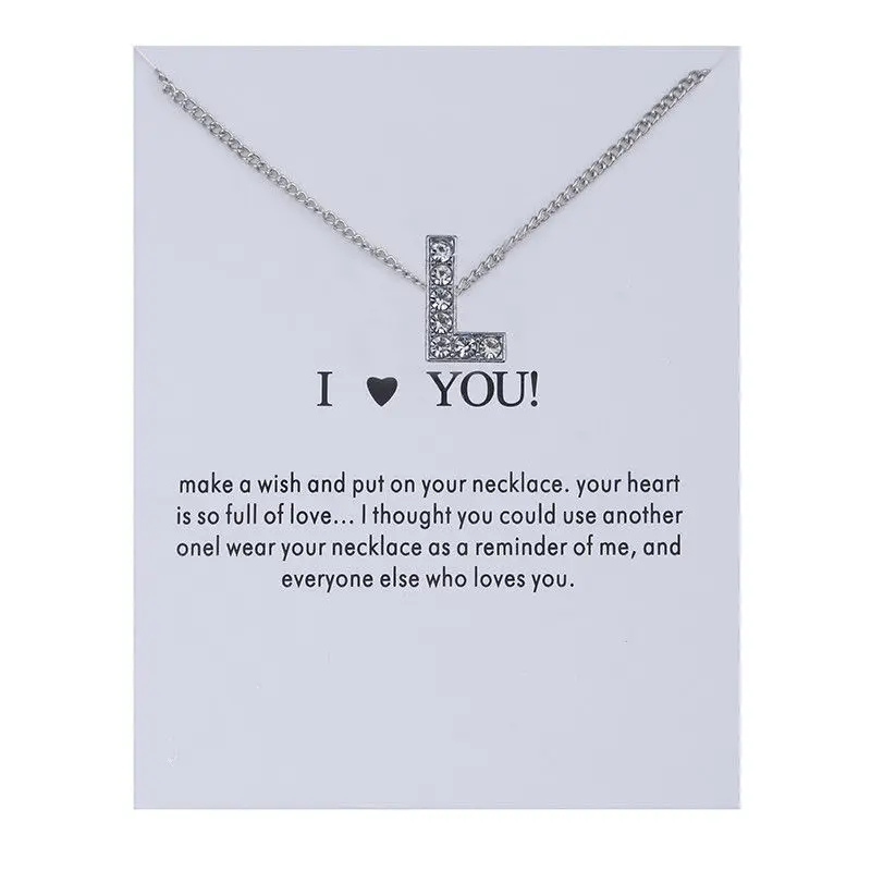 First Name Letter Women Crystal Alphabet Initial Letters Message Card Necklace Pendant Women Necklaces I Love You Jewelry Gift
First Name Letter Women Crystal Alphabet Initial Letters Message Card Necklace Pendant Women Necklaces I Love You Jewelry Gift