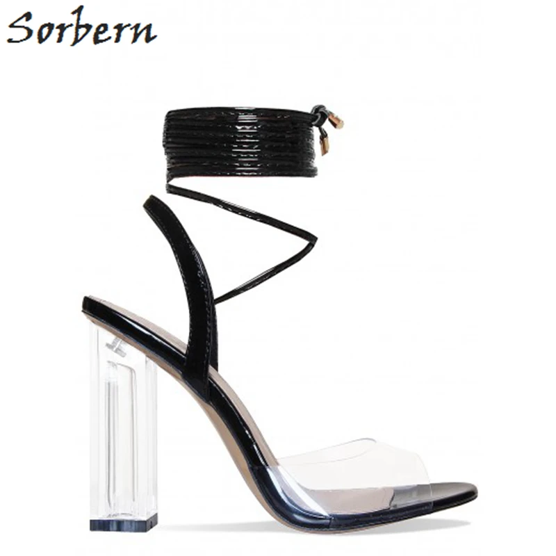 Soerben Sexy Clear Square Heels Ankle Wrapped Women Sandals High Heels Patent Leather Open Toe Jelly Sandal Evening Party Shoe
Soerben Sexy Clear Square Heels Ankle Wrapped Women Sandals High Heels Patent Leather Open Toe Jelly Sandal Evening Party Shoe