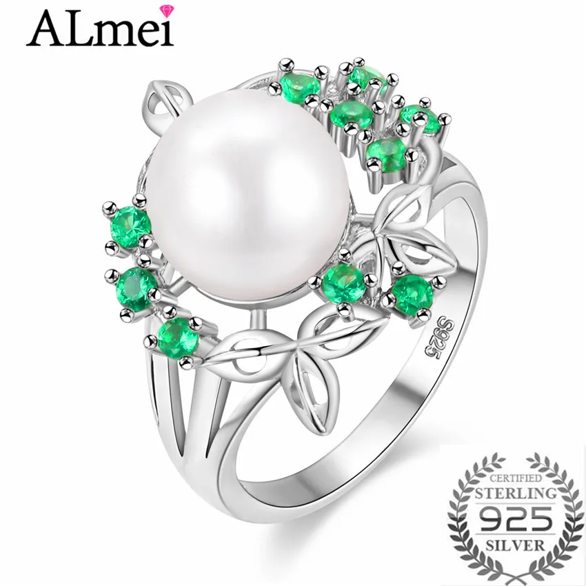 Almei Green Tiny CZ Stone Elegant Flower Pearl Rings 925 Sterling Silver Perfect Accessories Jewelry for Women with Box CJ022
Almei Green Tiny CZ Stone Elegant Flower Pearl Rings 925 Sterling Silver Perfect Accessories Jewelry for Women with Box CJ022