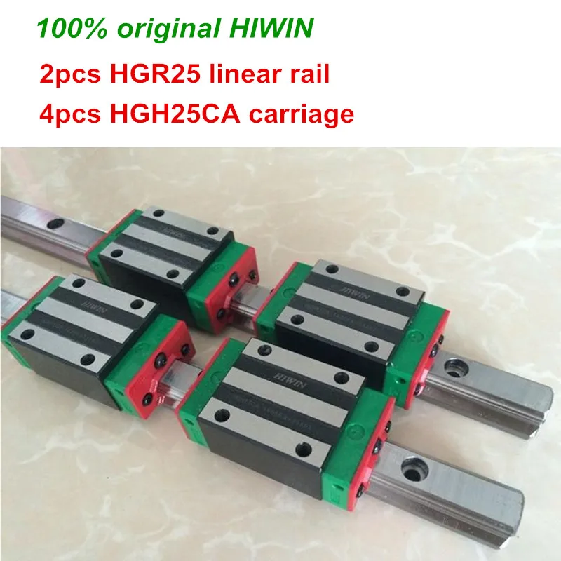 

2 pcs HIWIN linear guide 100% Original HIWIN HGR25 - 450 500 550 600 650 mm with 4 pcs linear rail carriage HGH25CA or HGW25CA